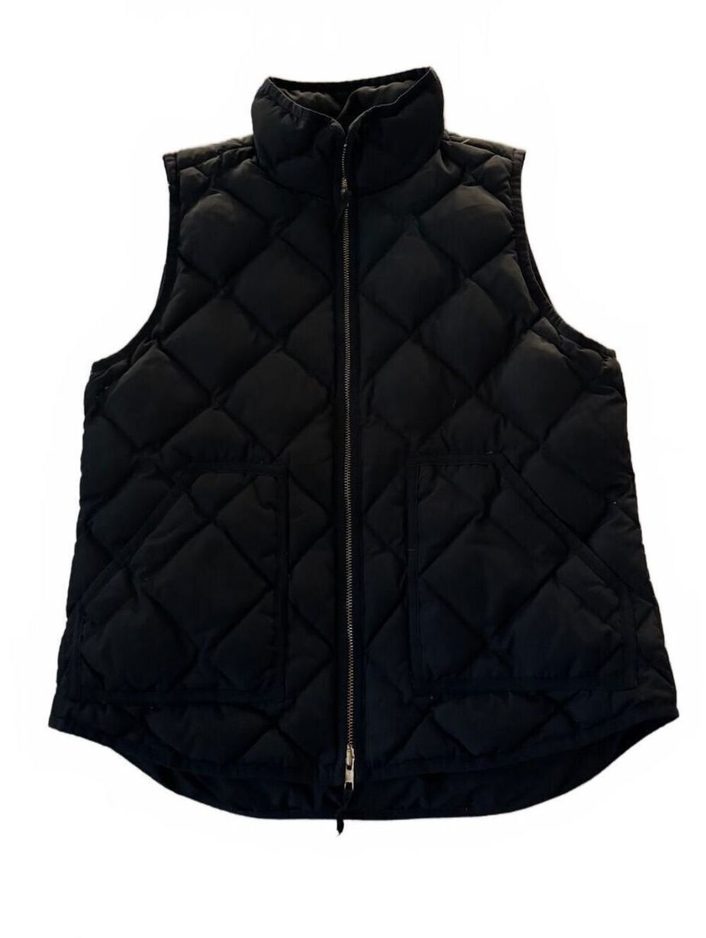 J.Crew Women's Puffer Vest Full Zip Up Black Quilted Down Sleeveless M Medium